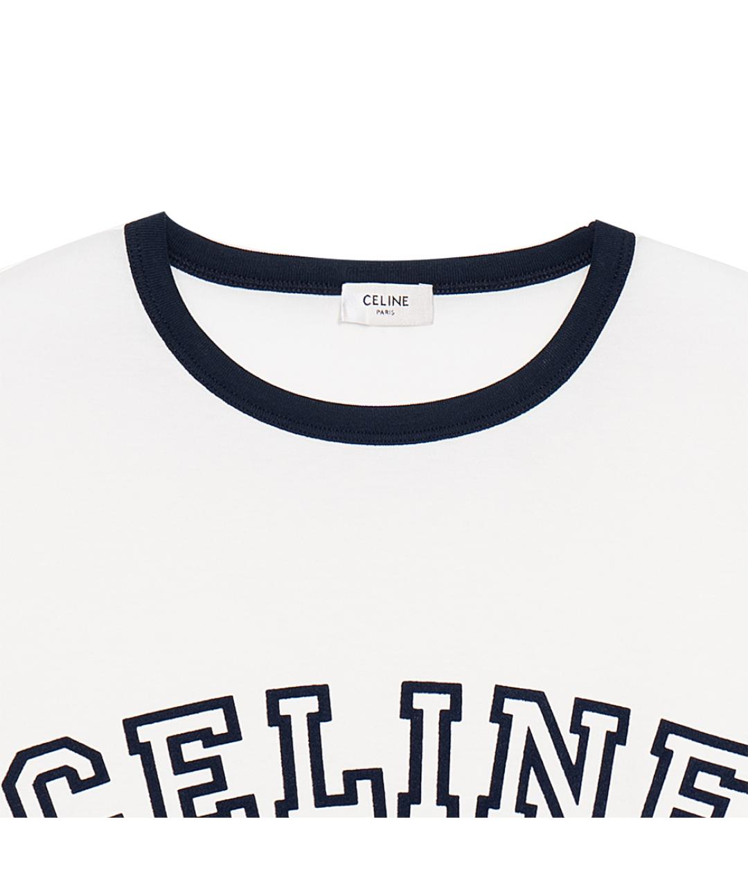 CELINE Белая хлопковая футболка, фото 3
