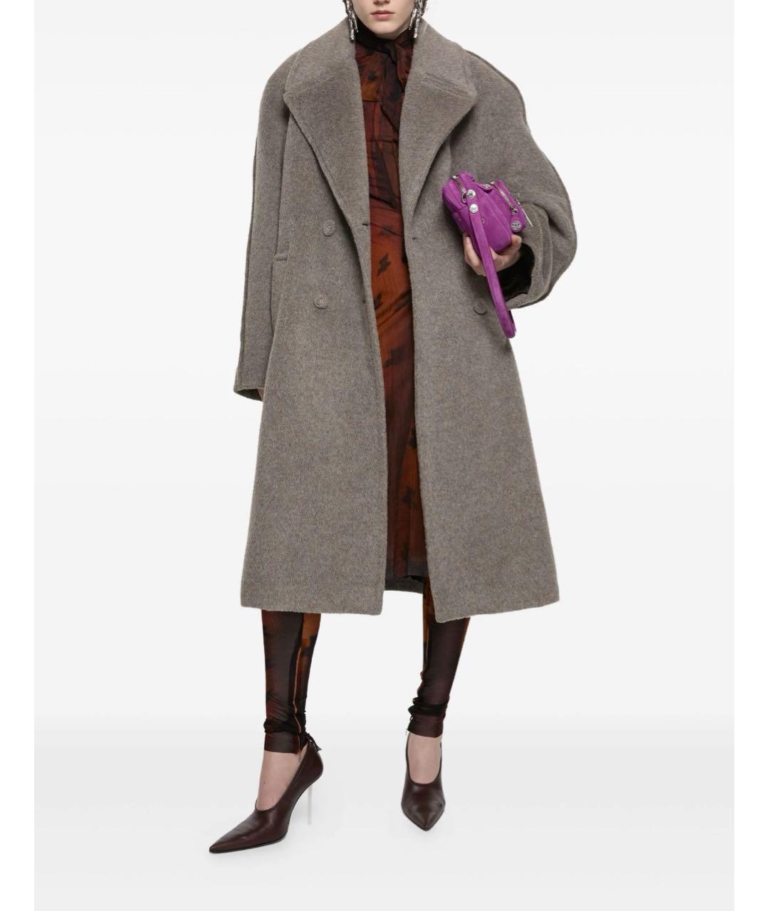 ACNE STUDIOS Серое шерстяное пальто, фото 3