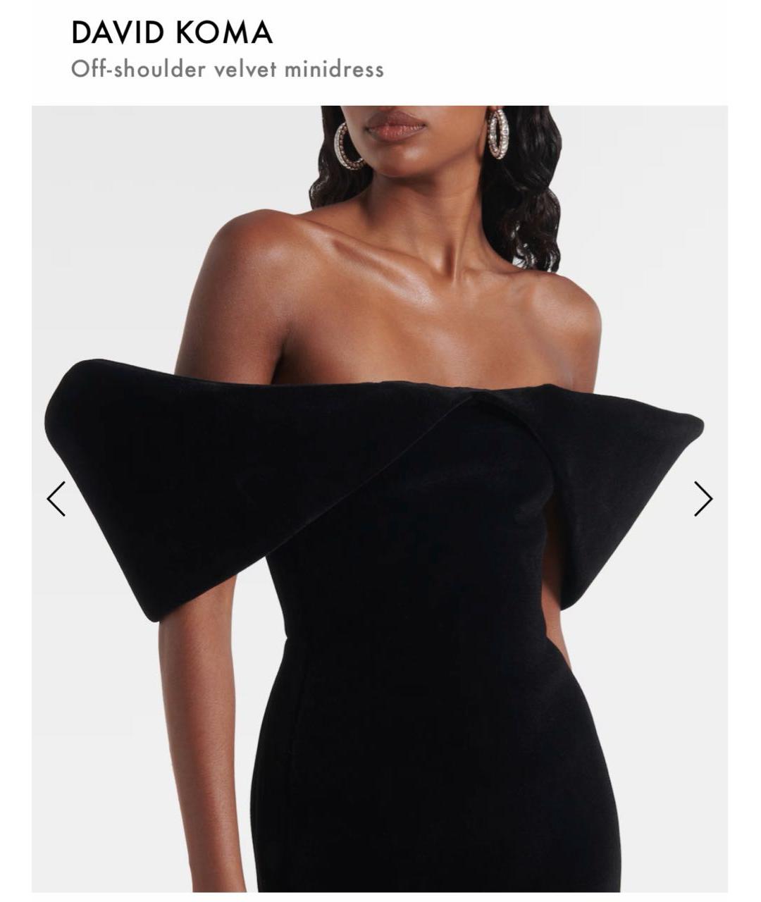 DAVID KOMA Черное бархатное коктейльное платье, фото 4