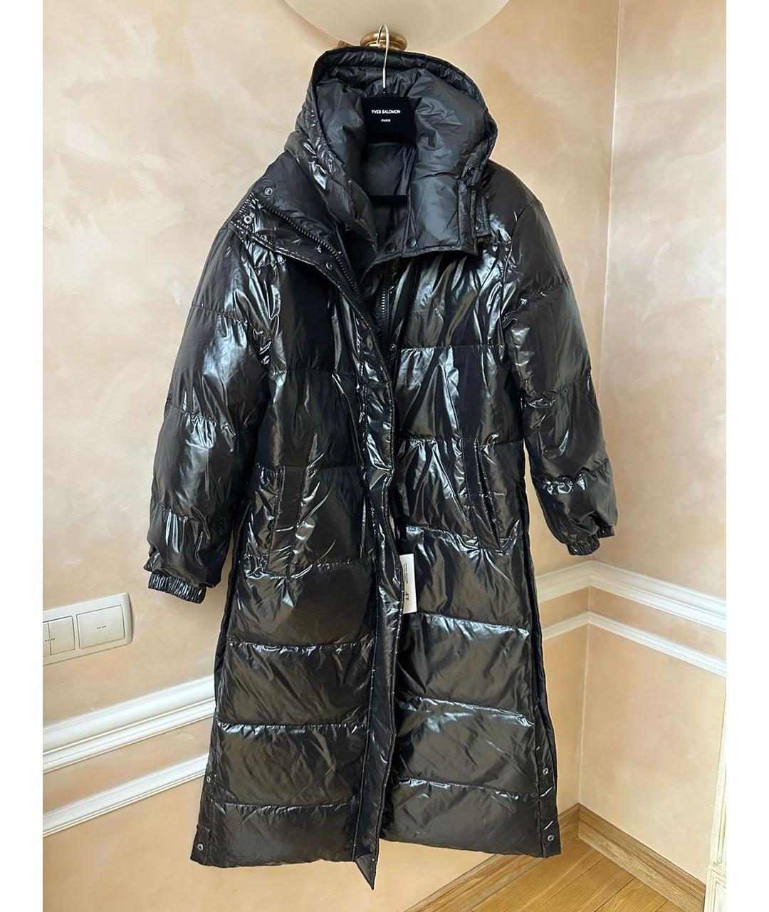 YVES SALOMON Черный полиэстеровый пуховик, фото 9