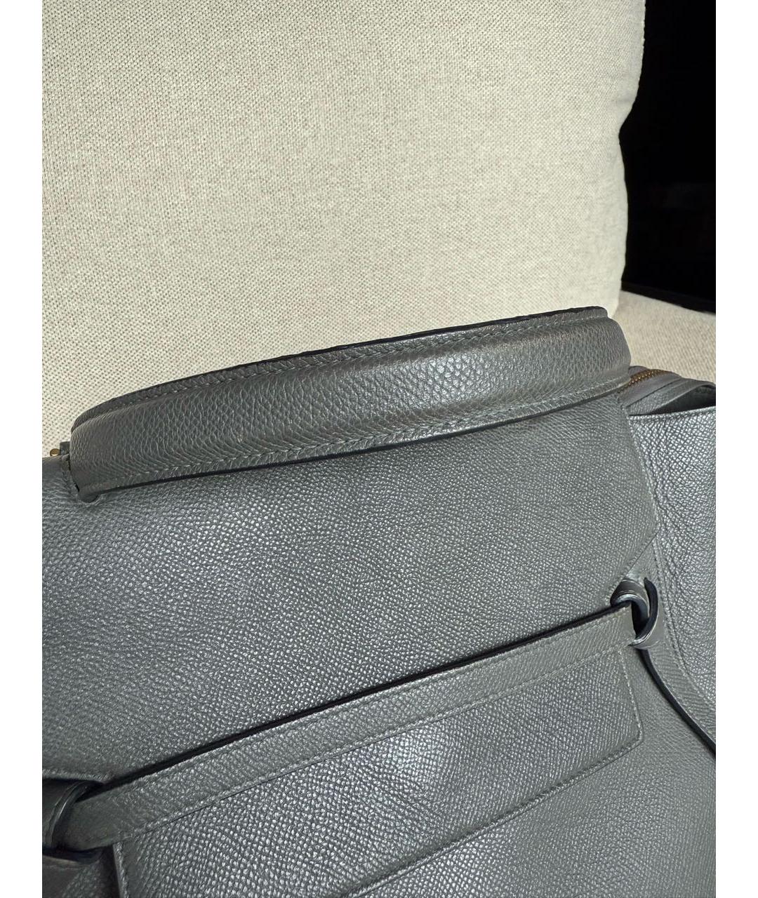 CELINE Серая кожаная сумка с короткими ручками, фото 7