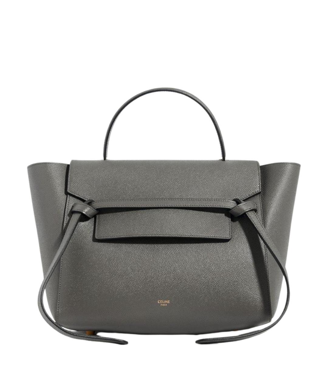 CELINE Серая кожаная сумка с короткими ручками, фото 1
