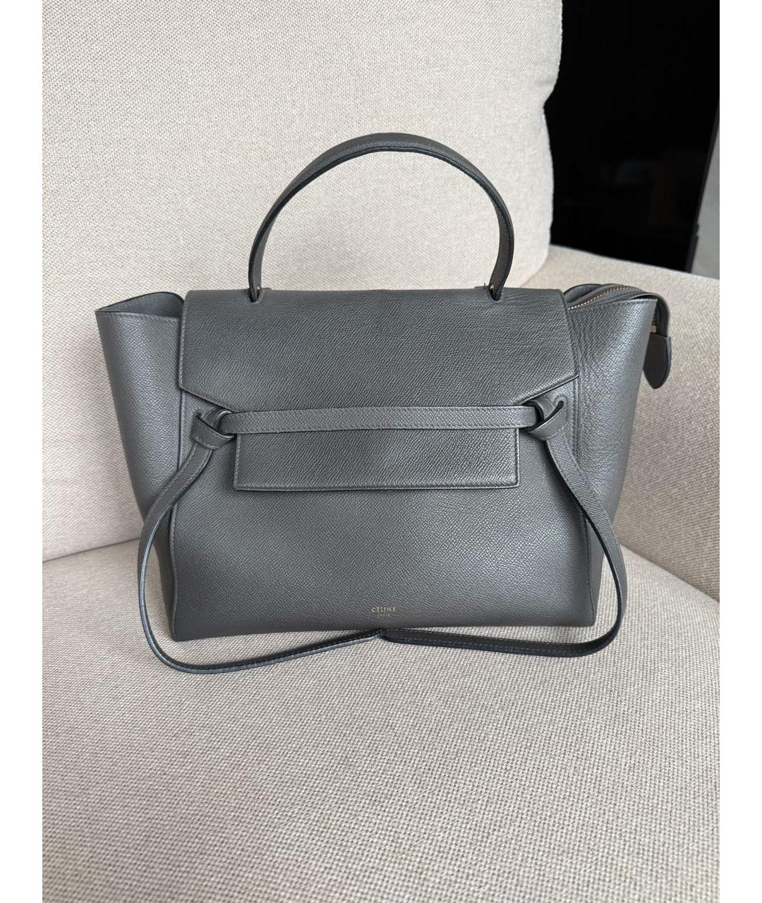 CELINE Серая кожаная сумка с короткими ручками, фото 2