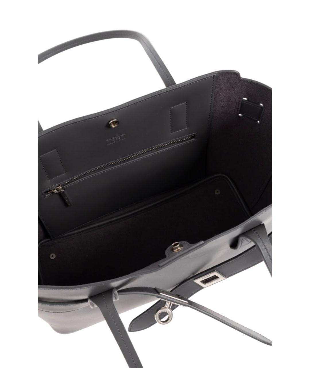 BALENCIAGA Антрацитовая кожаная сумка с короткими ручками, фото 5