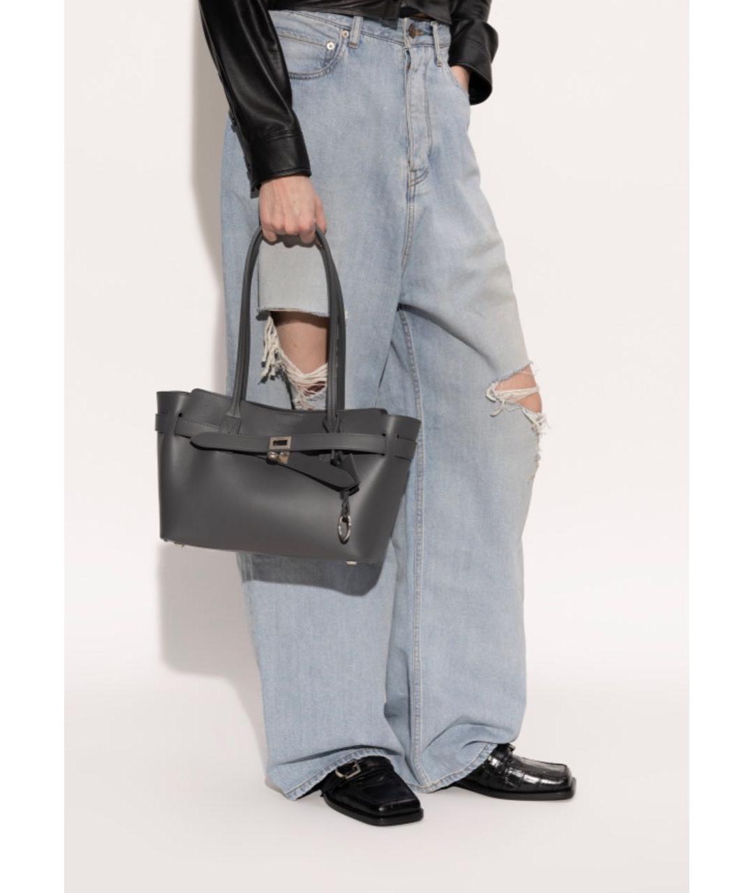 BALENCIAGA Антрацитовая кожаная сумка с короткими ручками, фото 2