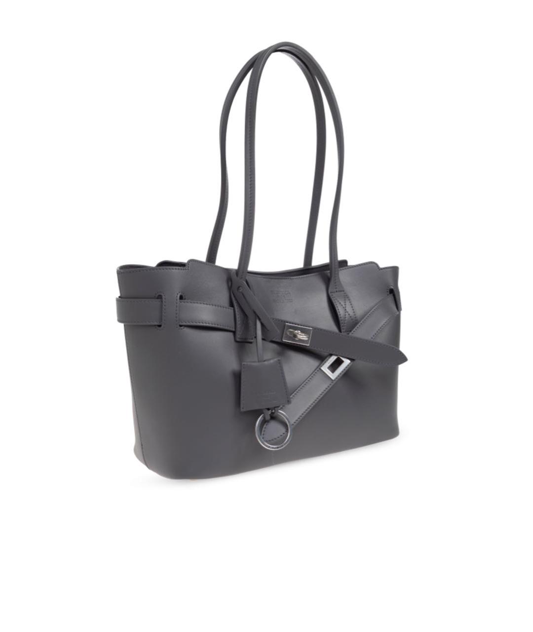 BALENCIAGA Антрацитовая кожаная сумка с короткими ручками, фото 3