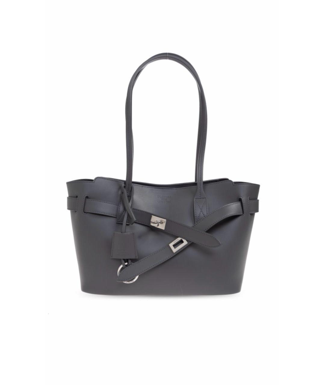 BALENCIAGA Антрацитовая кожаная сумка с короткими ручками, фото 6