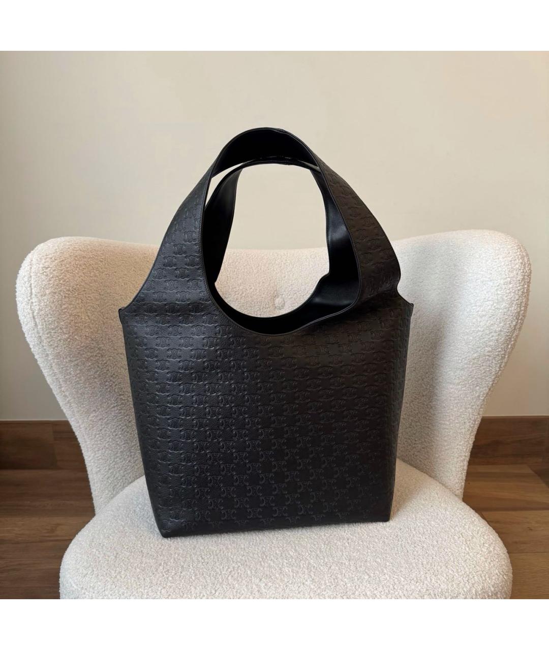 CELINE Черная кожаная сумка с короткими ручками, фото 2