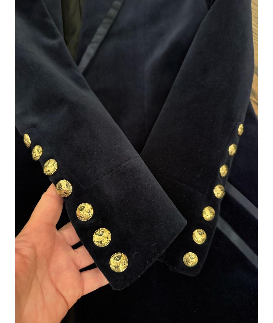 BALMAIN Синий бархатный жакет/пиджак, фото 4