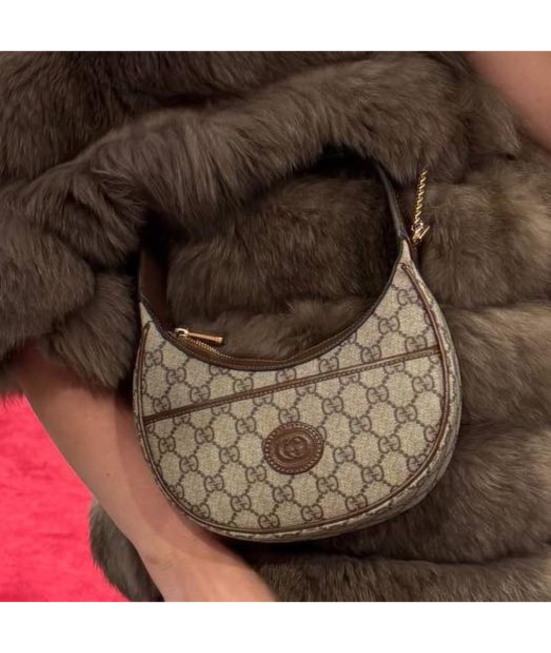 GUCCI Коричневая кожаная сумка через плечо, фото 5