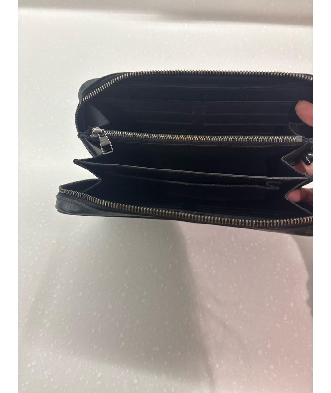 LOUIS VUITTON Черный кожаный кошелек, фото 3