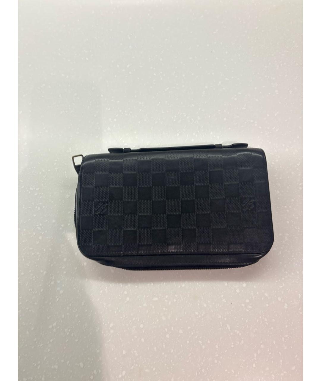 LOUIS VUITTON Черный кожаный кошелек, фото 2