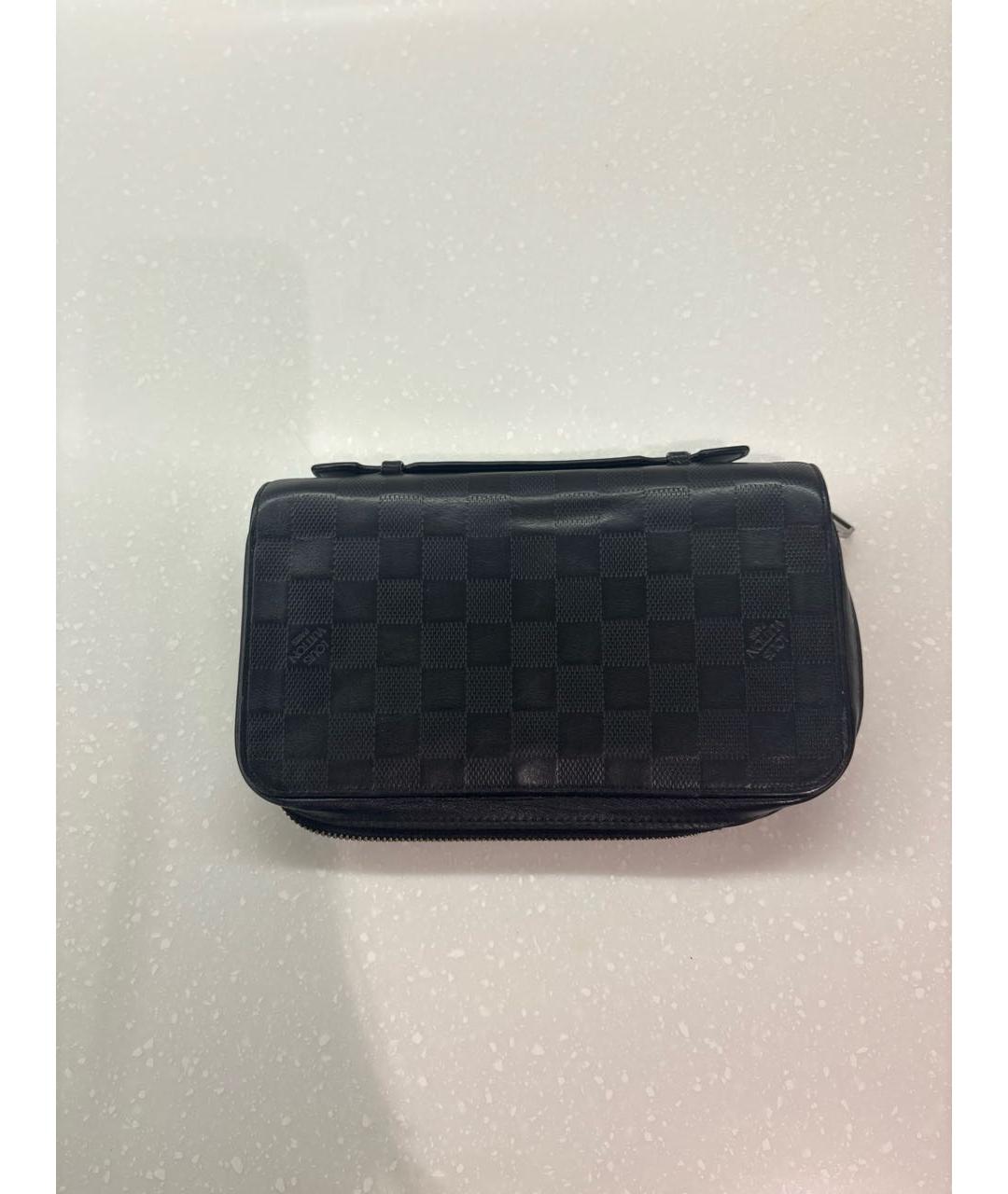 LOUIS VUITTON Черный кожаный кошелек, фото 6