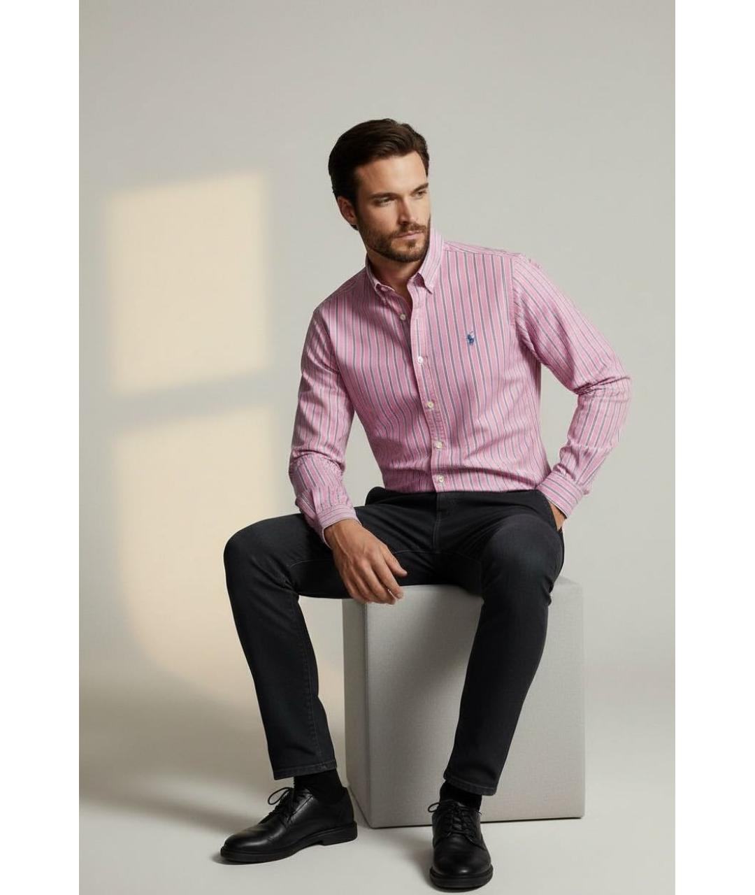 POLO RALPH LAUREN Розовая хлопковая кэжуал рубашка, фото 3