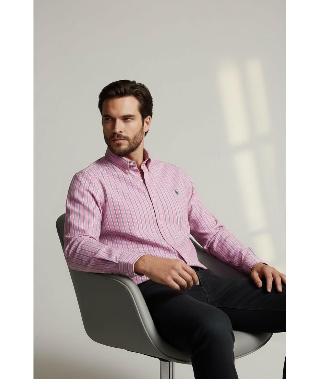 POLO RALPH LAUREN Розовая хлопковая кэжуал рубашка, фото 2