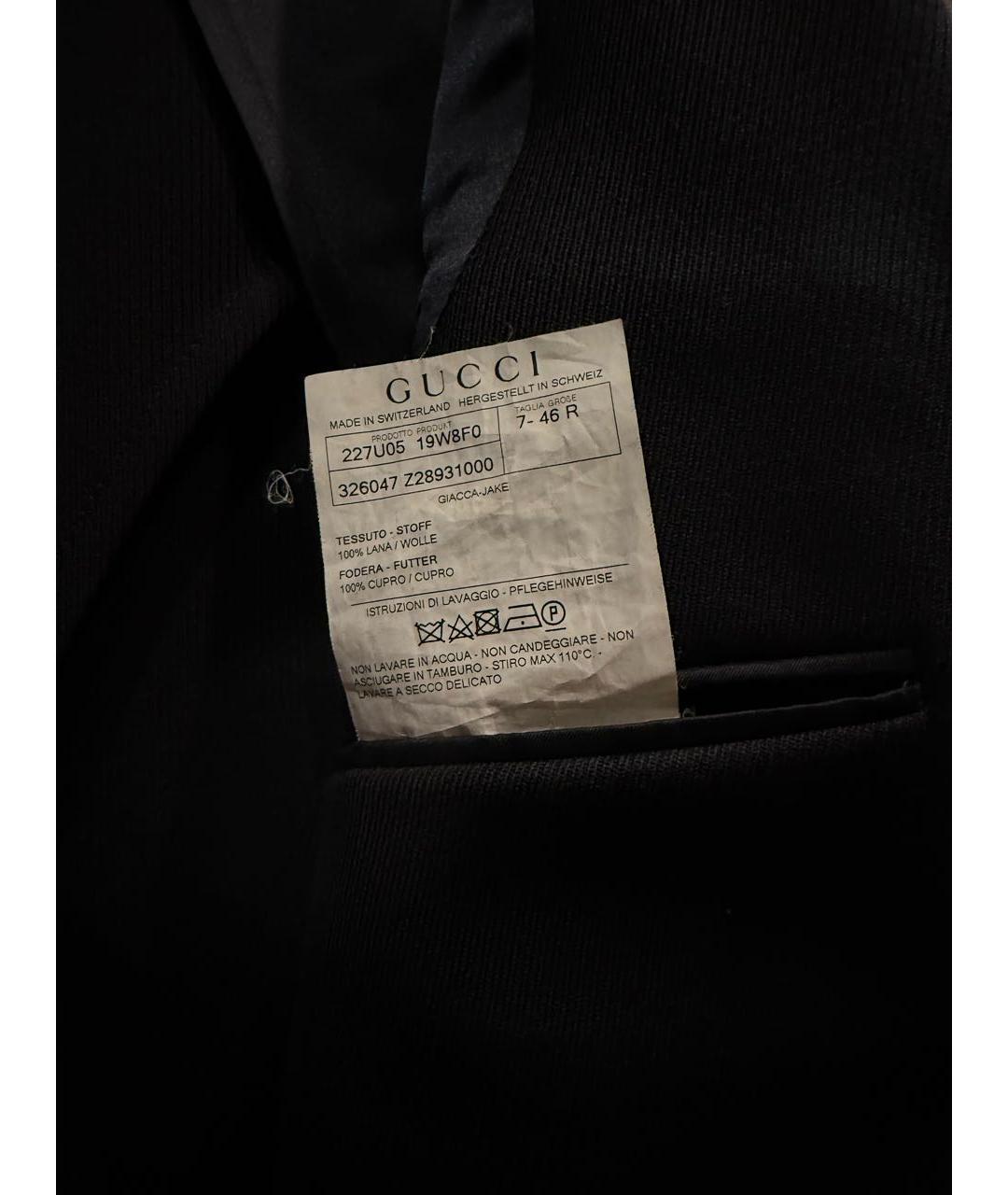 GUCCI Черный шерстяной пиджак, фото 3