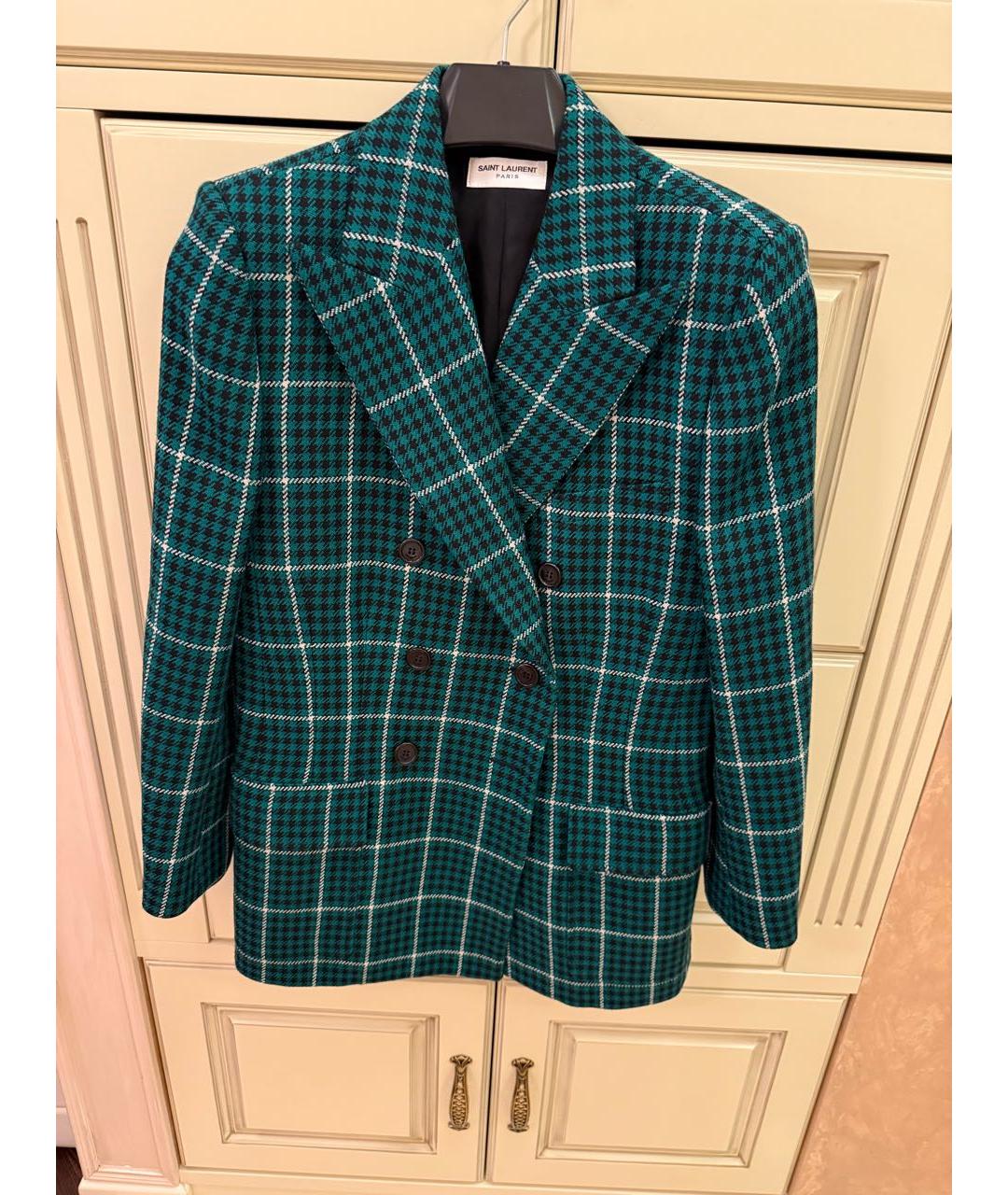 SAINT LAURENT Зеленый шерстяной жакет/пиджак, фото 2
