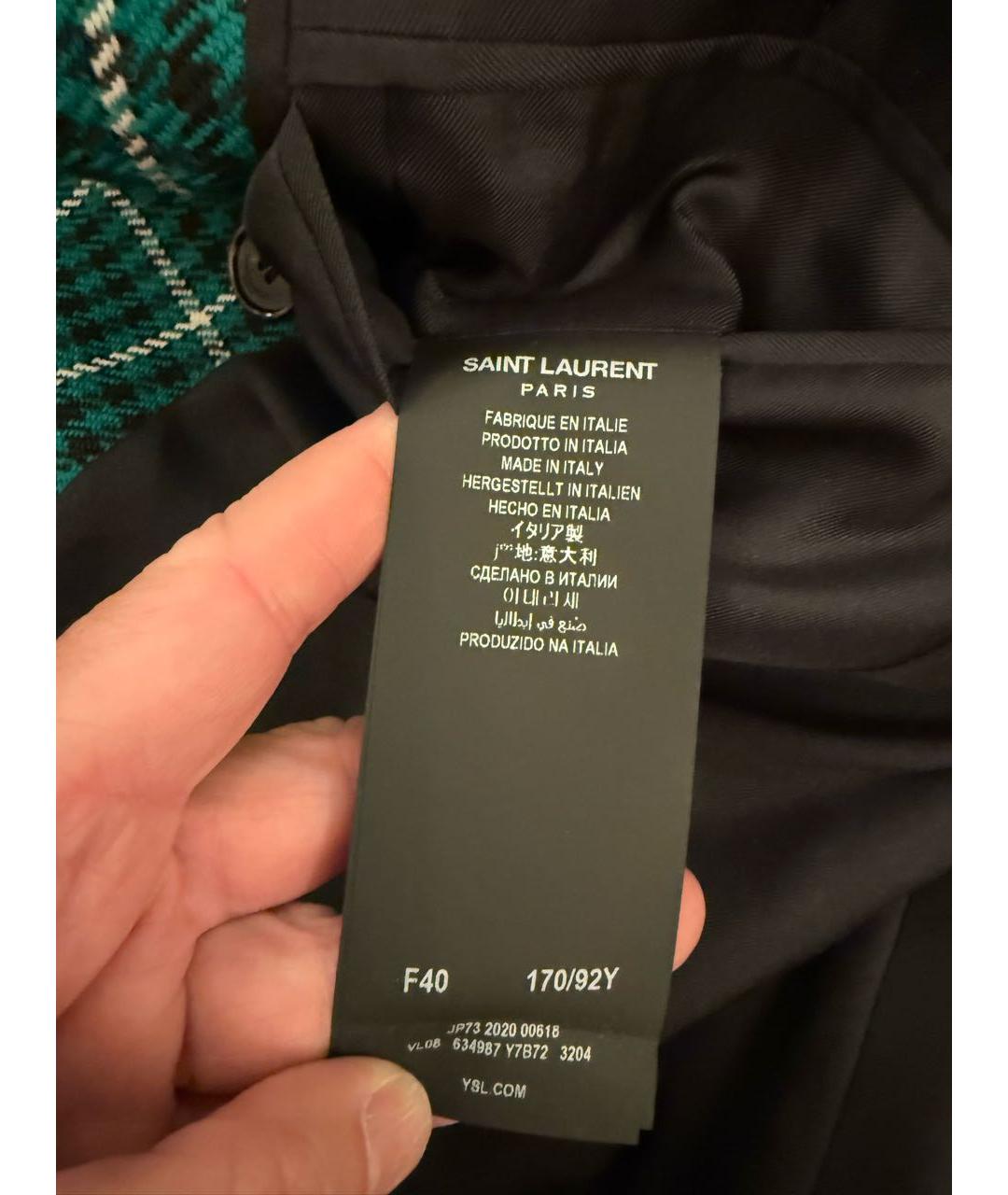 SAINT LAURENT Зеленый шерстяной жакет/пиджак, фото 5