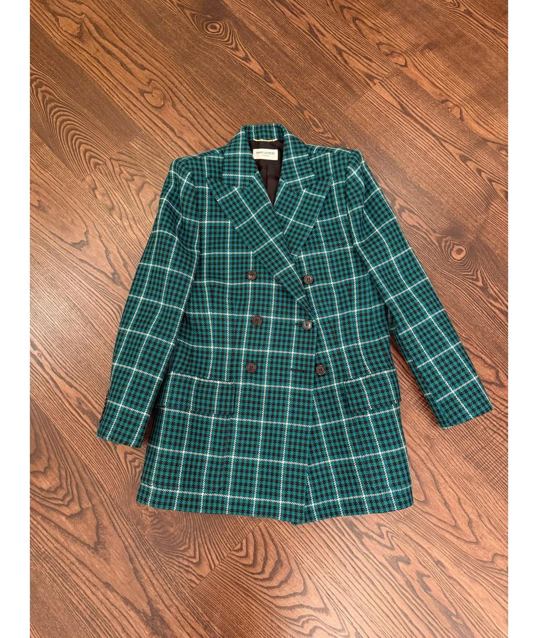 SAINT LAURENT Зеленый шерстяной жакет/пиджак, фото 8