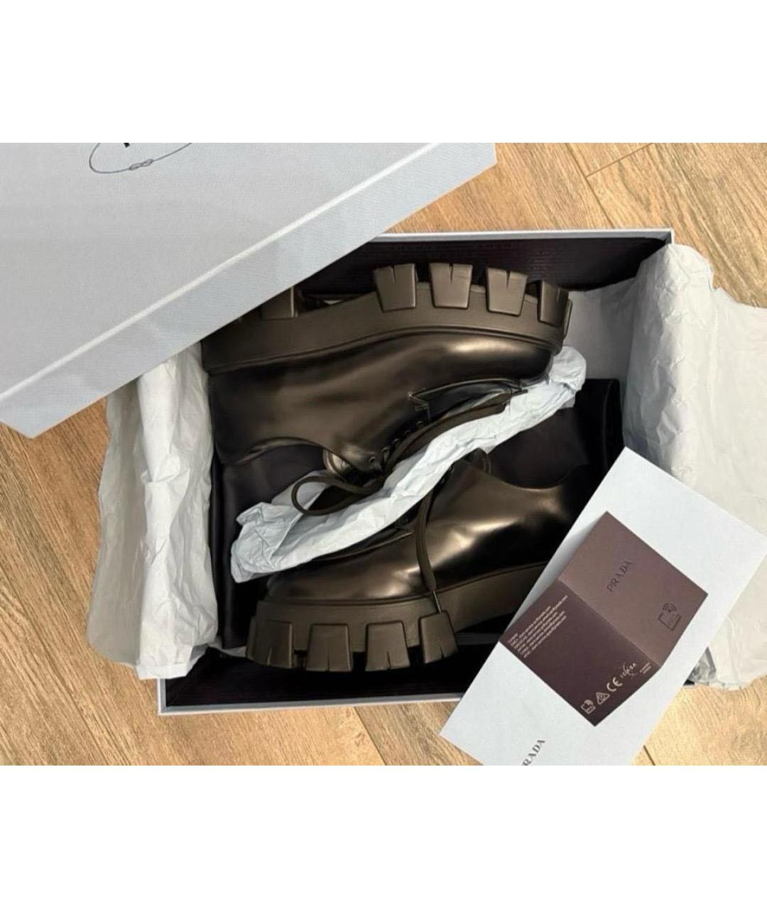 PRADA Черные кожаные ботинки, фото 5