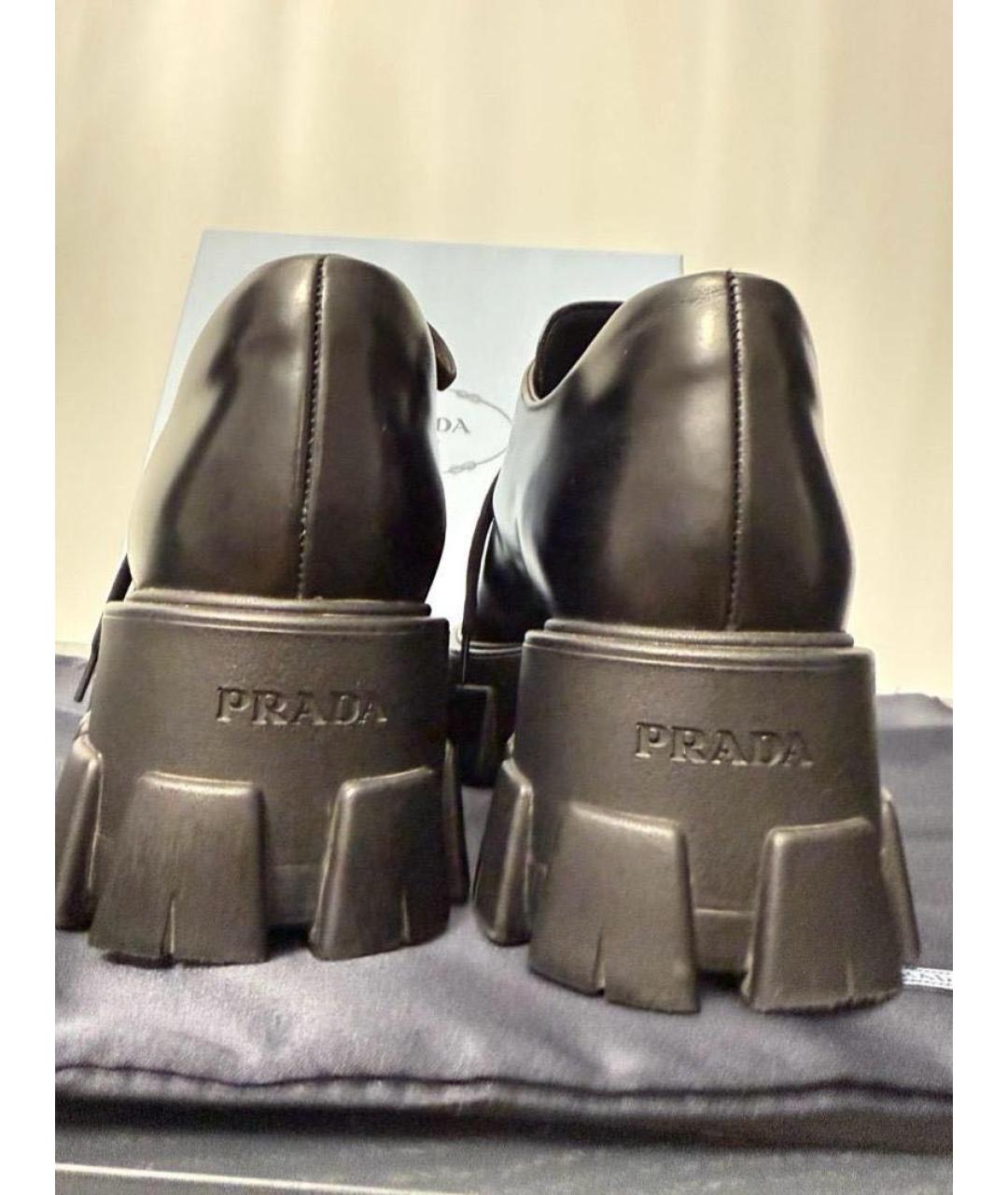 PRADA Черные кожаные ботинки, фото 4