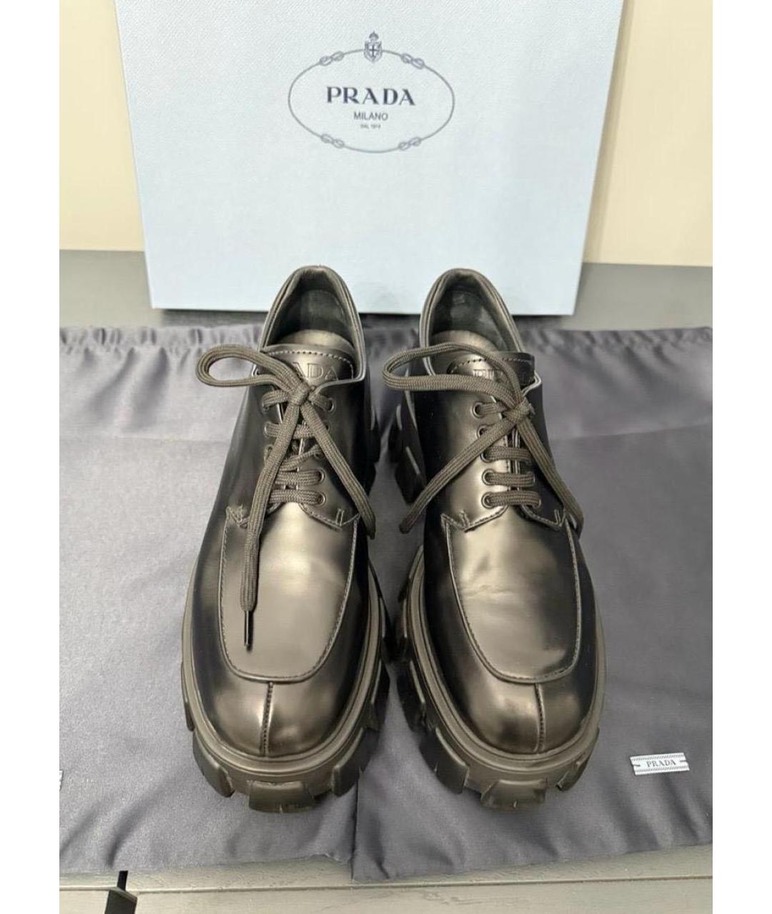 PRADA Черные кожаные ботинки, фото 2