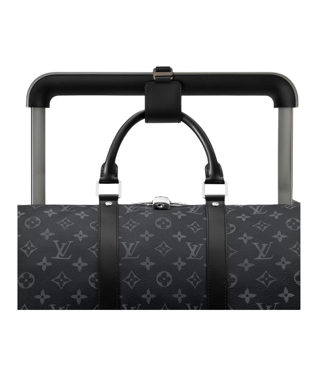 LOUIS VUITTON Черный кожаный чемодан, фото 6