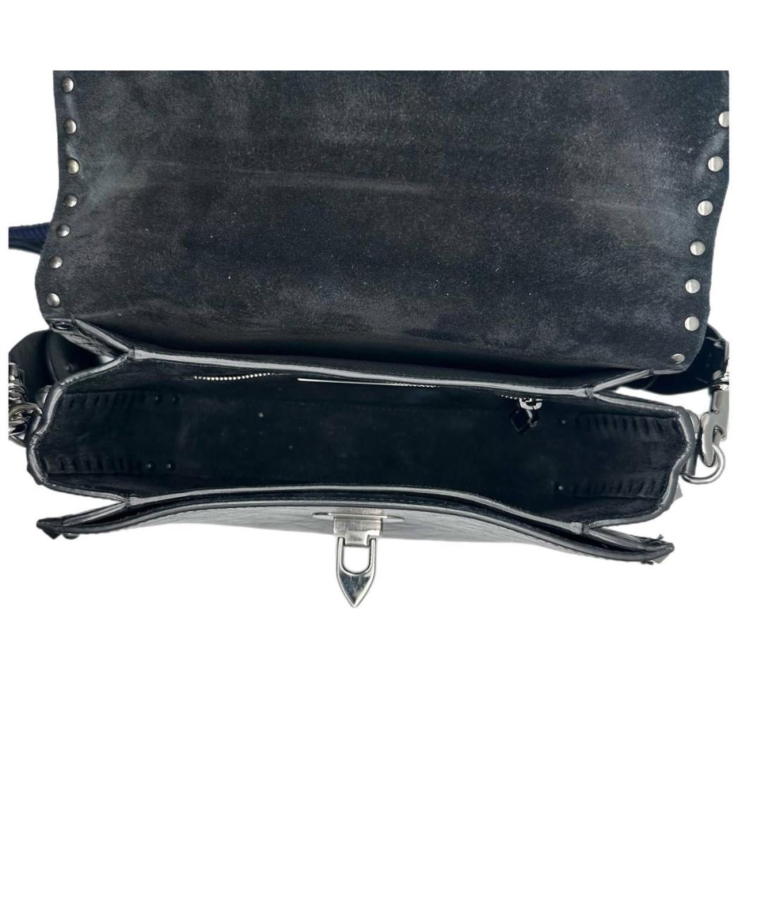 VALENTINO Черная кожаная сумка через плечо, фото 4
