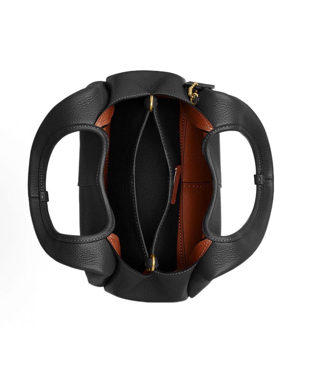 COACH Черная кожаная сумка с короткими ручками, фото 3