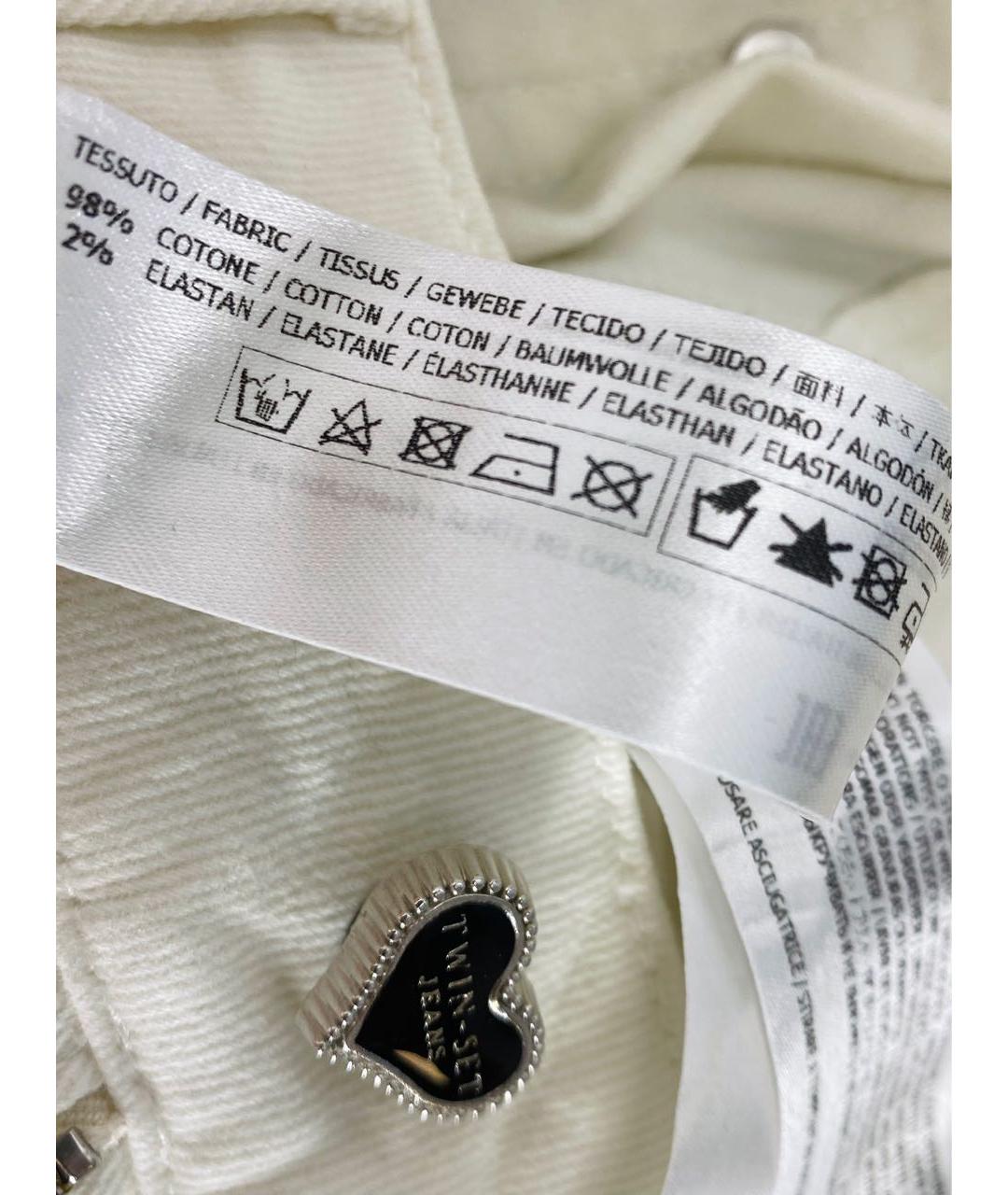 TWIN-SET Белые хлопко-эластановые прямые джинсы, фото 6