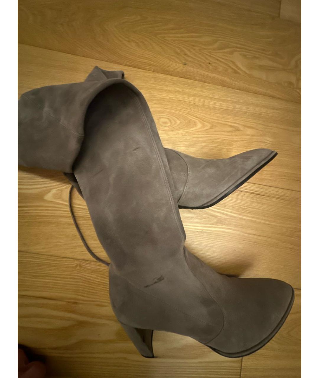 STUART WEITZMAN Бежевые замшевые сапоги, фото 8