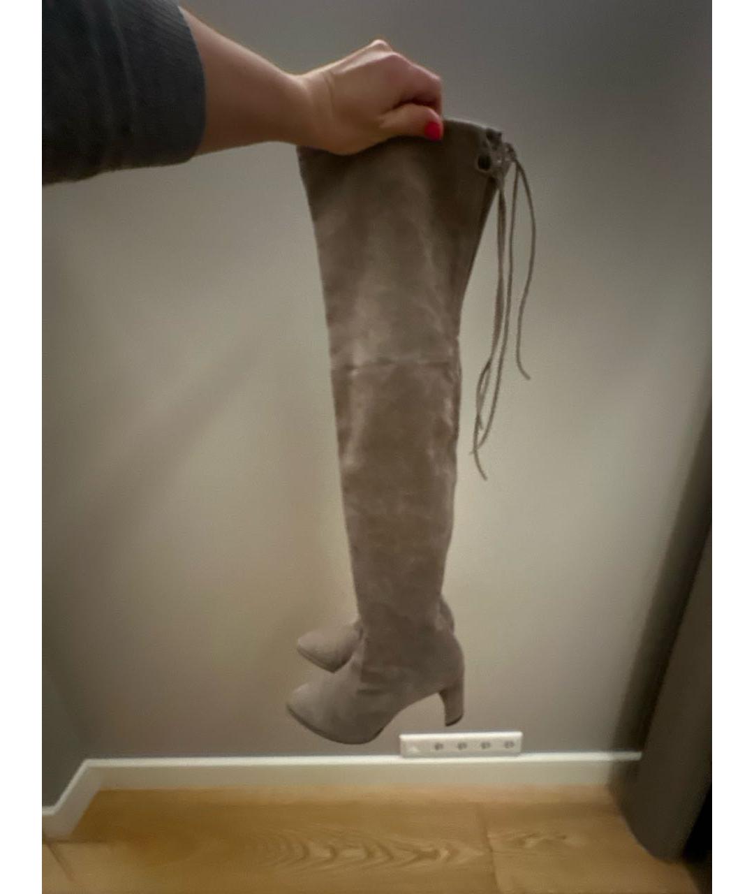 STUART WEITZMAN Бежевые замшевые сапоги, фото 9