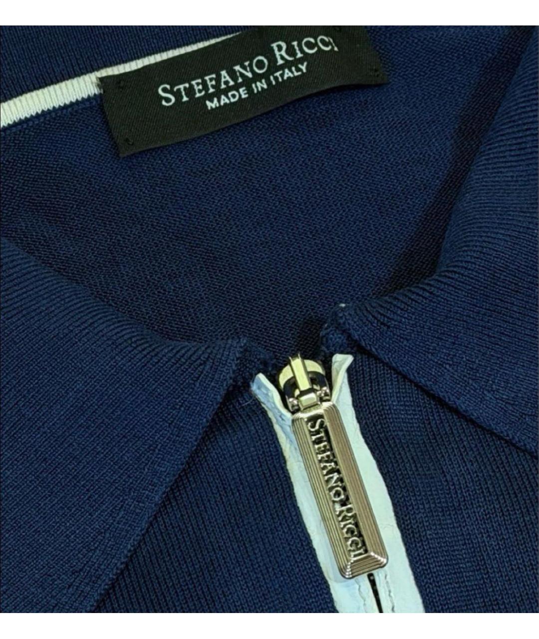 STEFANO RICCI Синее поло с коротким рукавом, фото 4