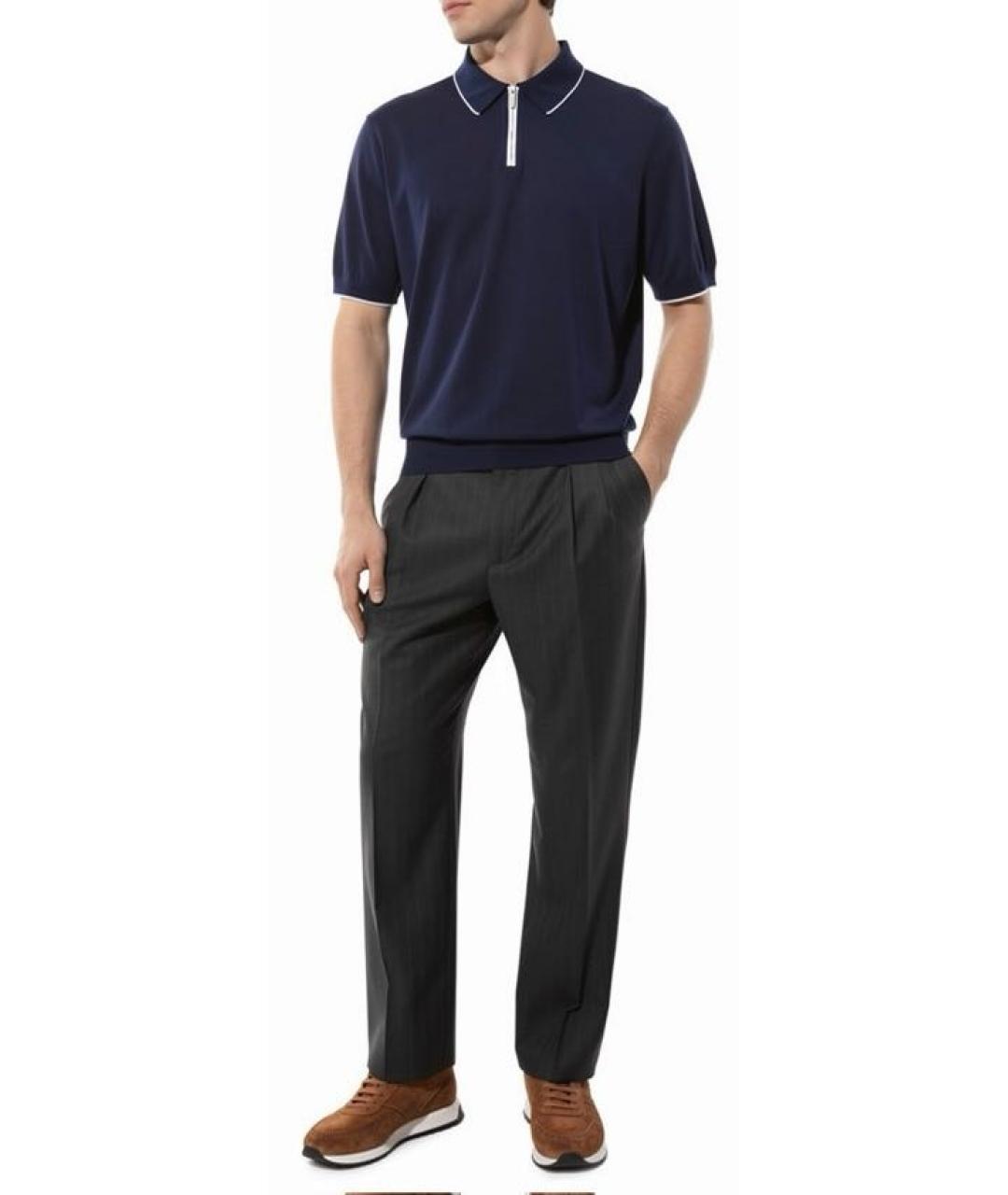 STEFANO RICCI Синее поло с коротким рукавом, фото 2