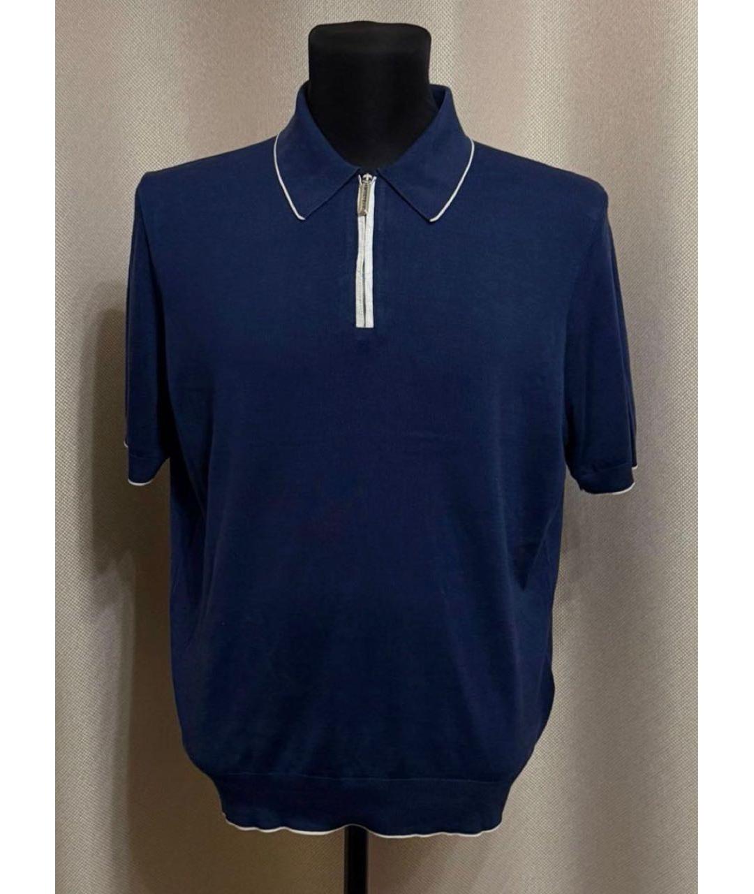 STEFANO RICCI Синее поло с коротким рукавом, фото 3
