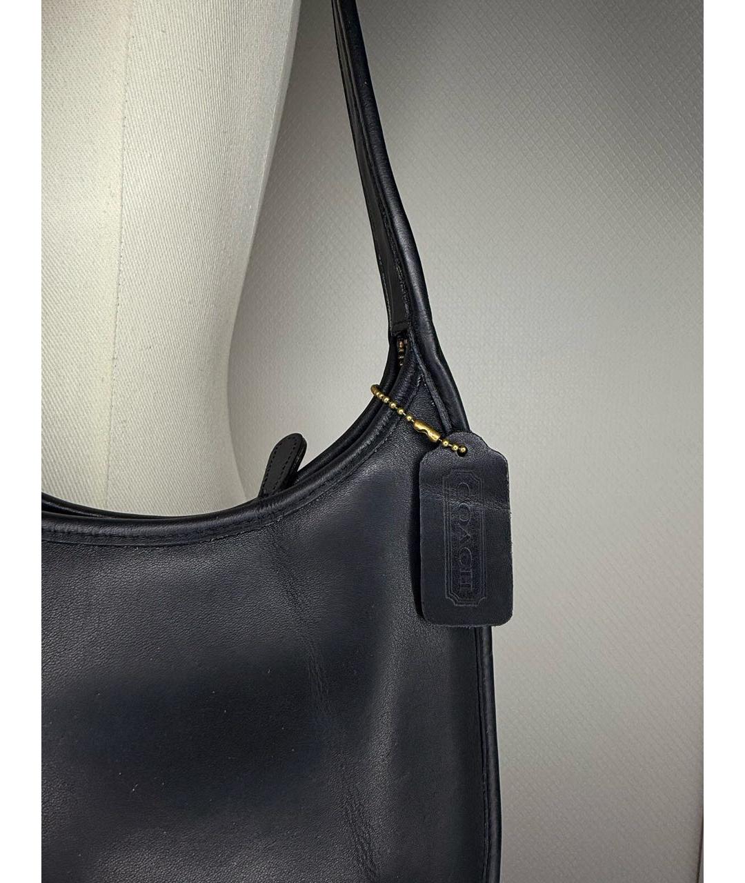 COACH Черная кожаная сумка с короткими ручками, фото 3