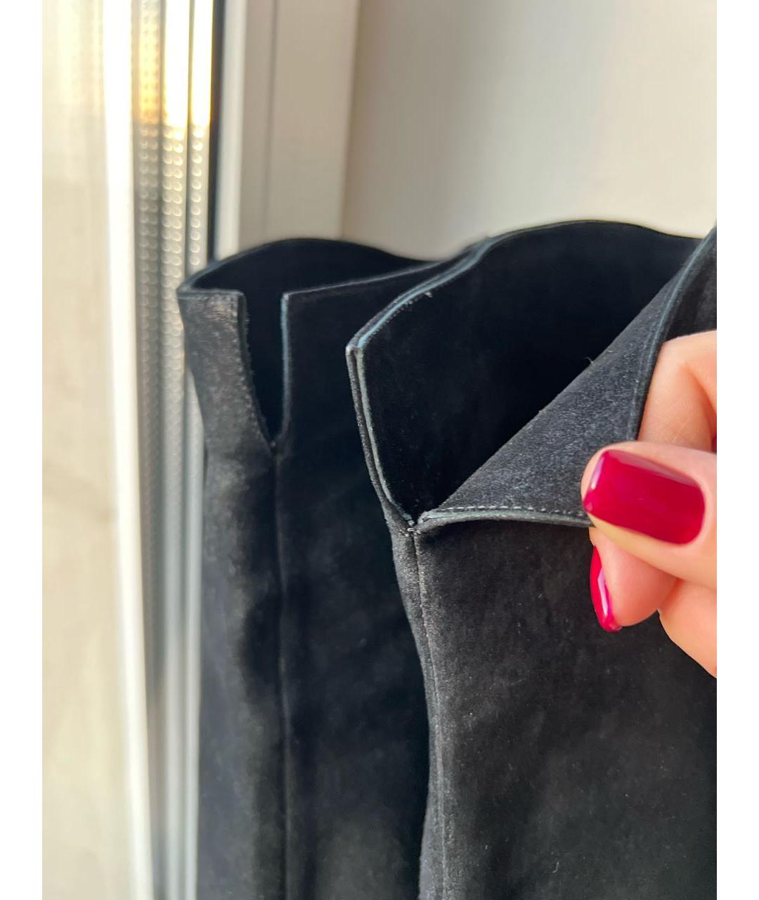 CHANEL Антрацитовые нубуковые ботфорты, фото 5