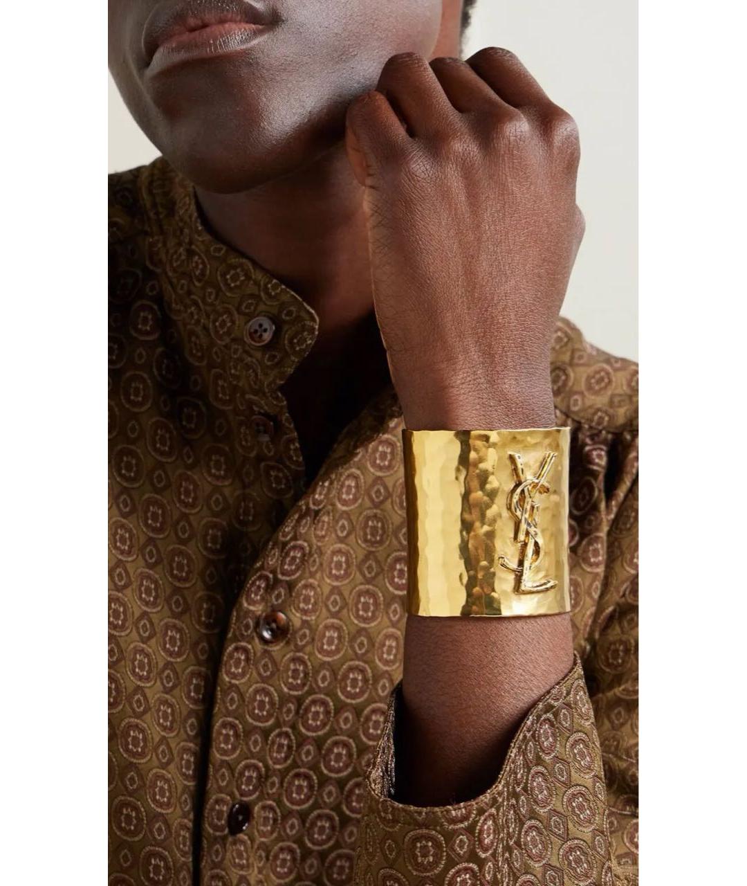 SAINT LAURENT Золотой латунный браслет, фото 5