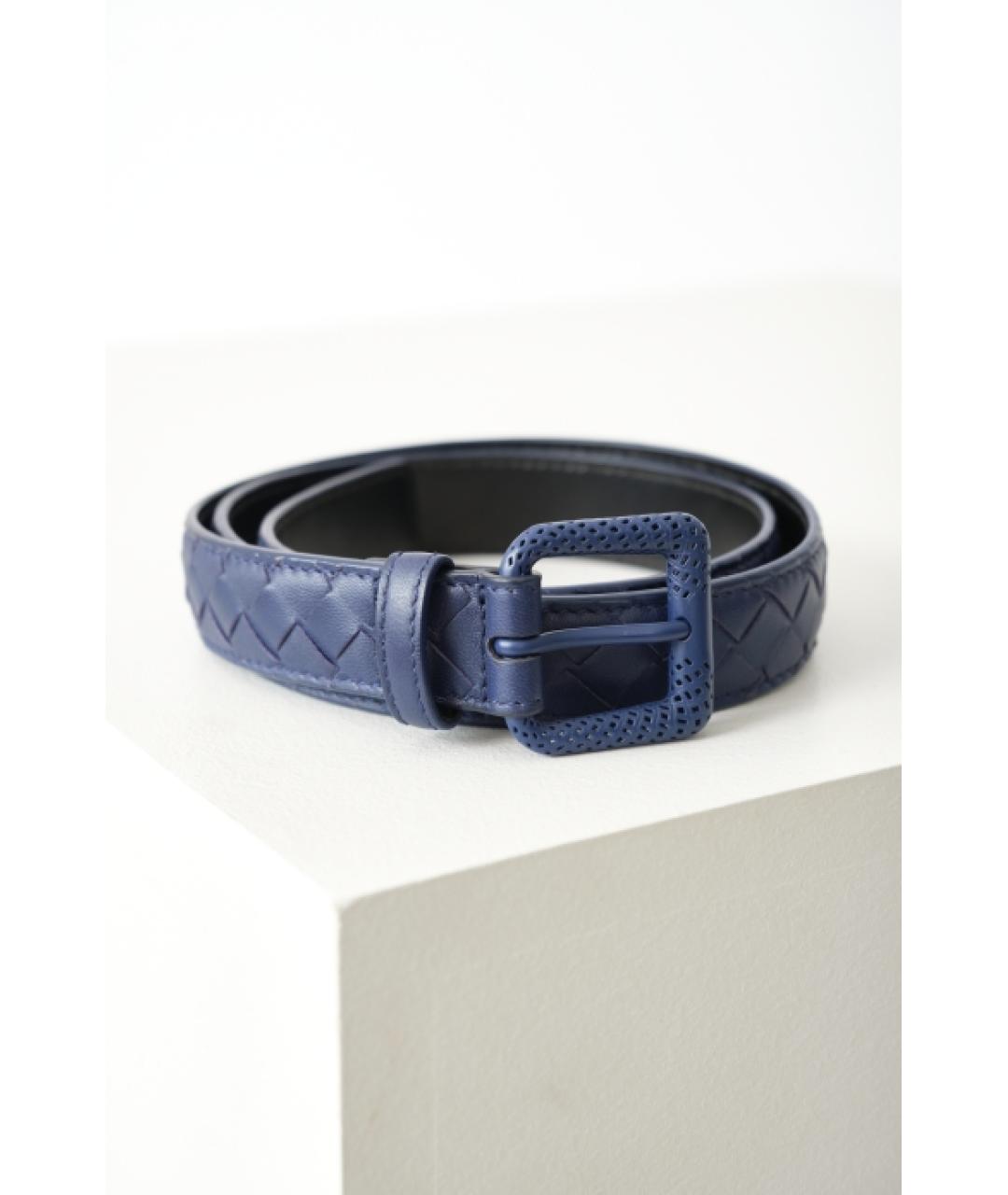 BOTTEGA VENETA Темно-синий кожаный ремень, фото 3