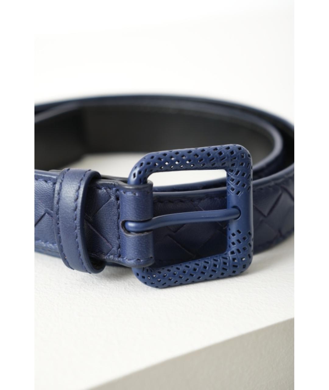 BOTTEGA VENETA Темно-синий кожаный ремень, фото 2
