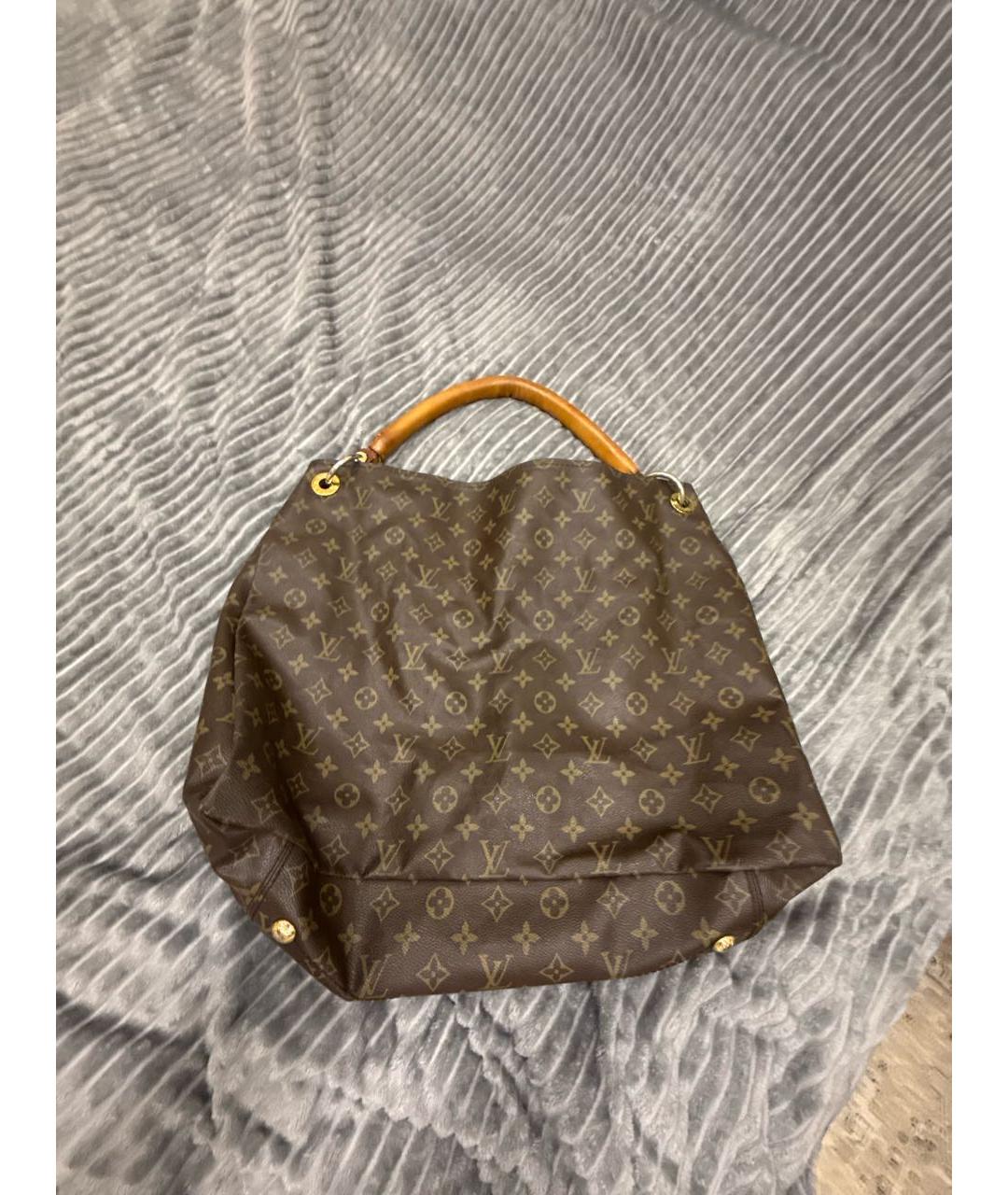 LOUIS VUITTON Коричневая кожаная сумка тоут, фото 9