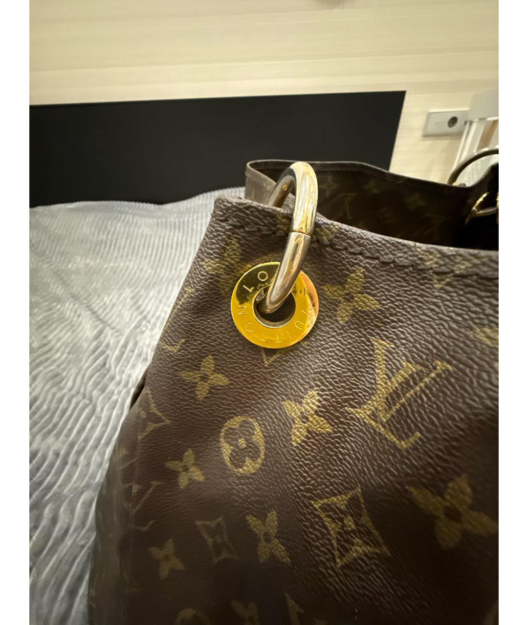 LOUIS VUITTON Коричневая кожаная сумка тоут, фото 5