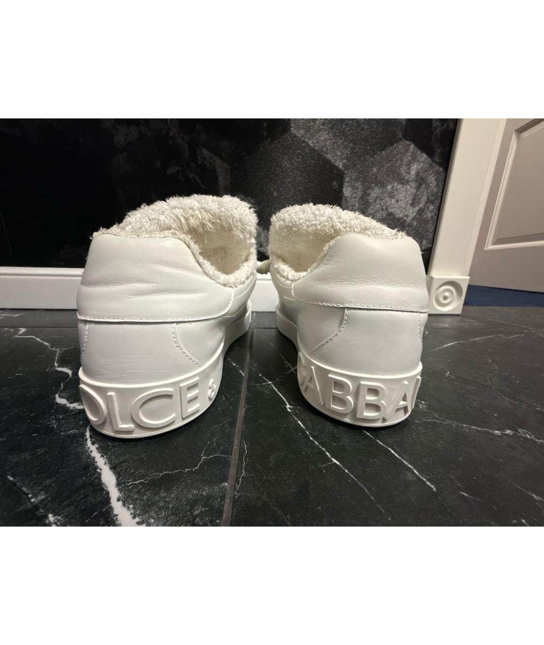 DOLCE&GABBANA Белые кожаные низкие кроссовки / кеды, фото 4