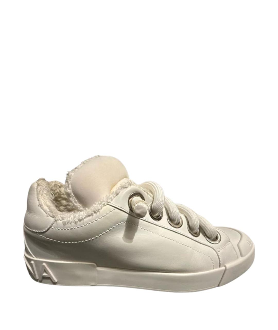 DOLCE&GABBANA Белые кожаные низкие кроссовки / кеды, фото 1