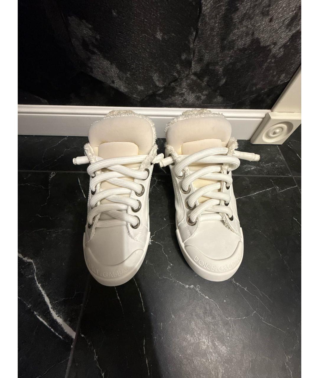 DOLCE&GABBANA Белые кожаные низкие кроссовки / кеды, фото 2