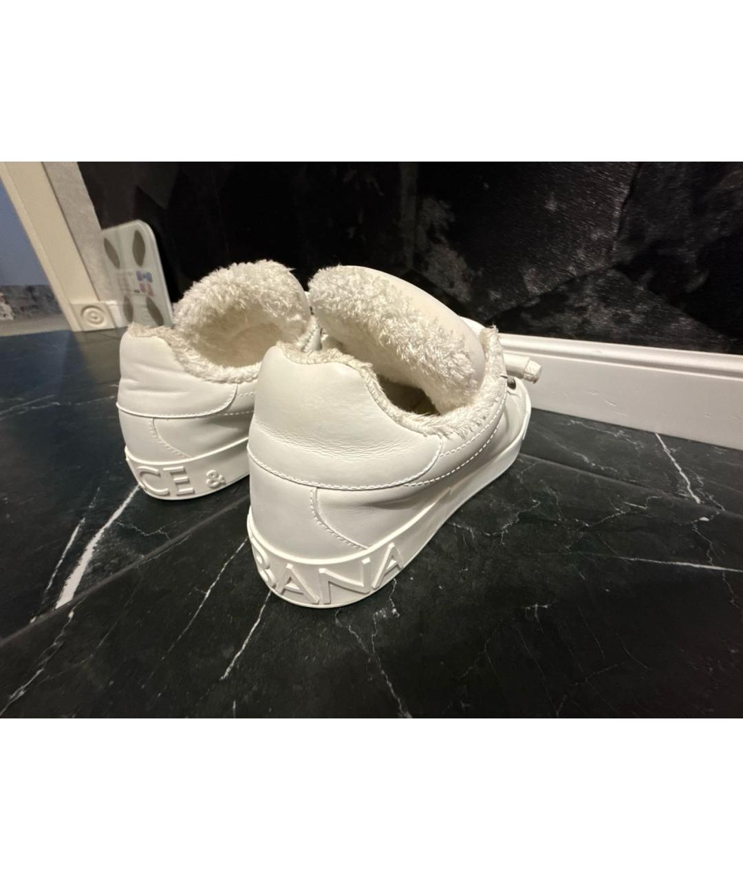 DOLCE&GABBANA Белые кожаные низкие кроссовки / кеды, фото 5