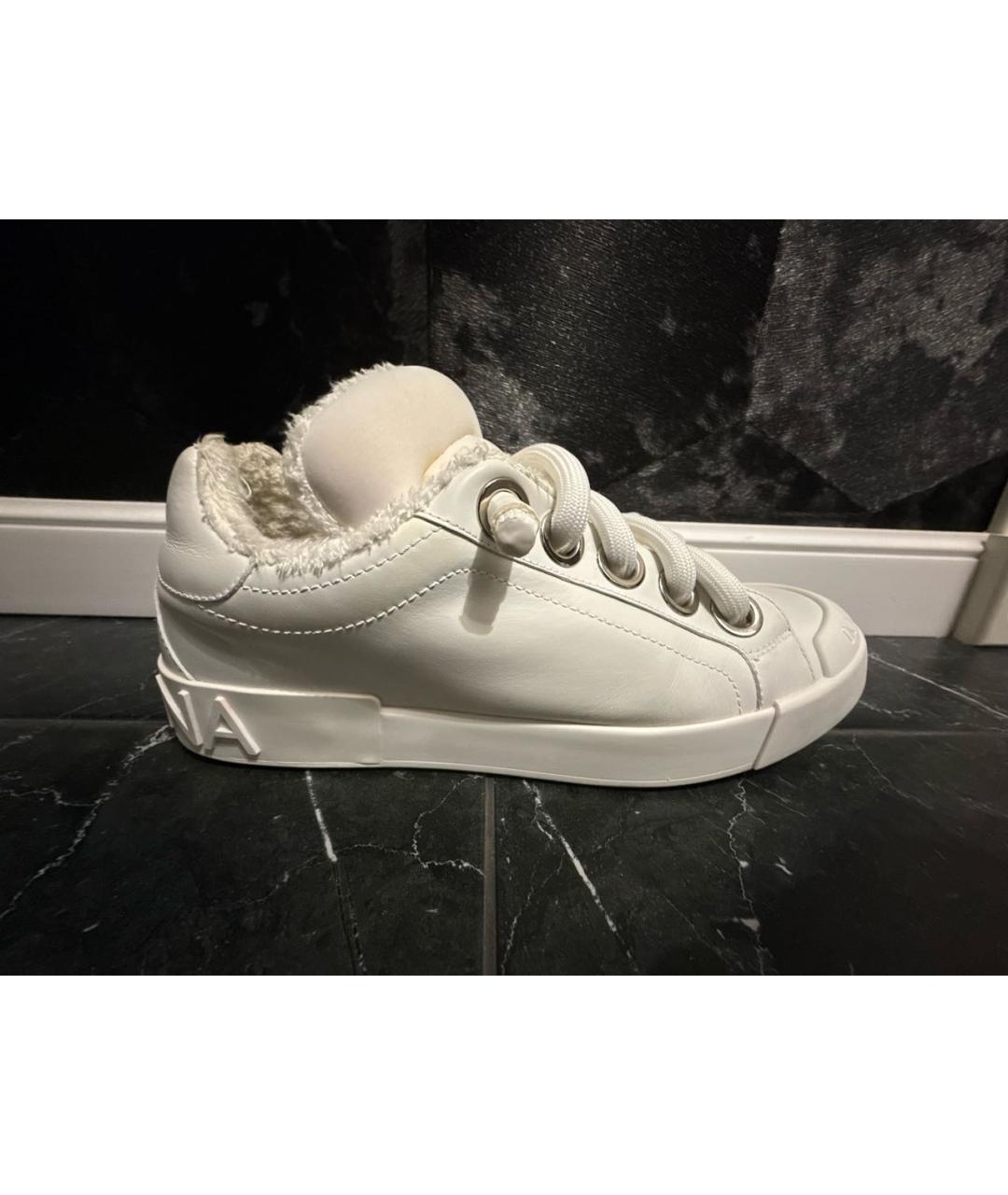 DOLCE&GABBANA Белые кожаные низкие кроссовки / кеды, фото 9