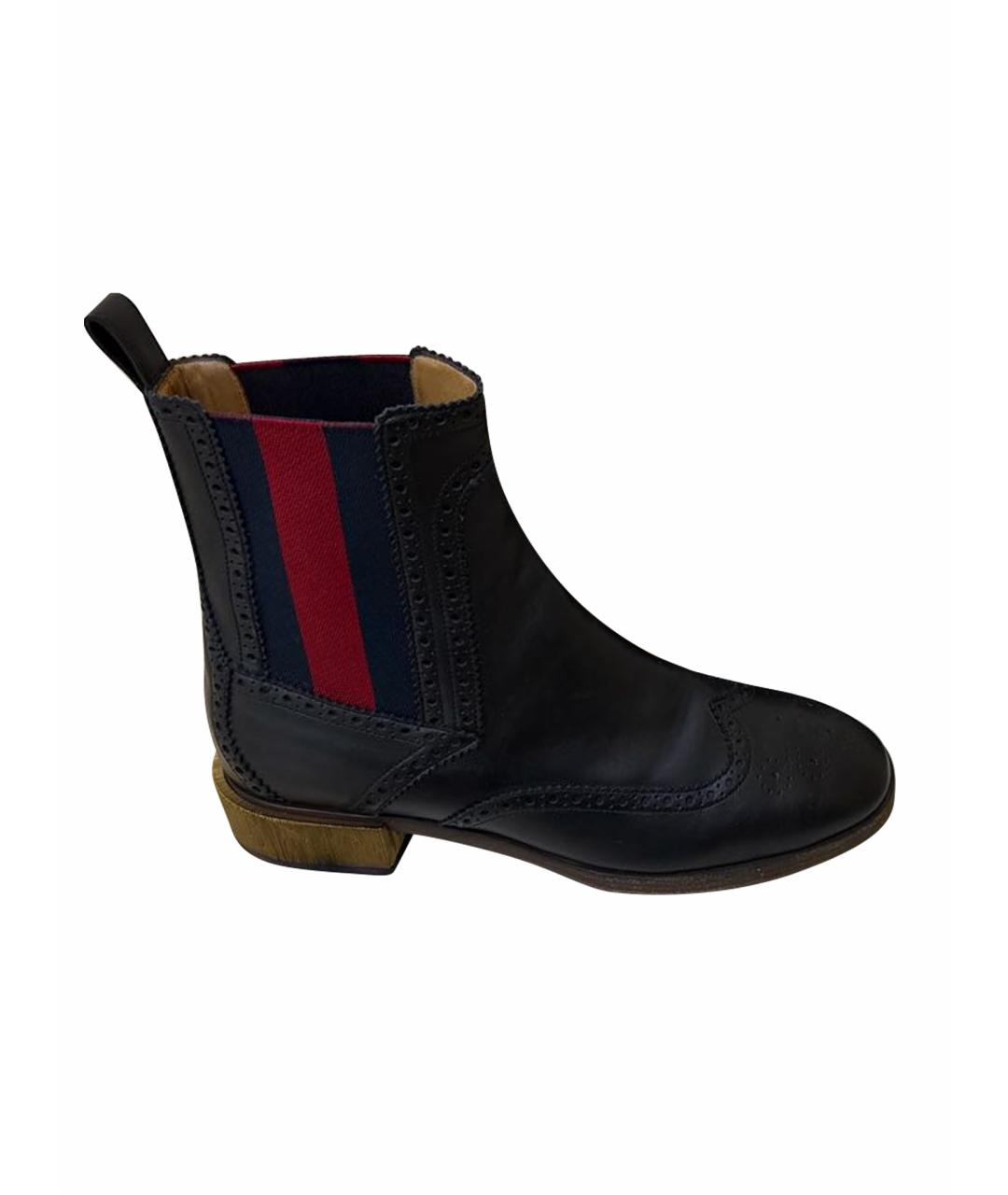 GUCCI Черные кожаные полусапоги, фото 1