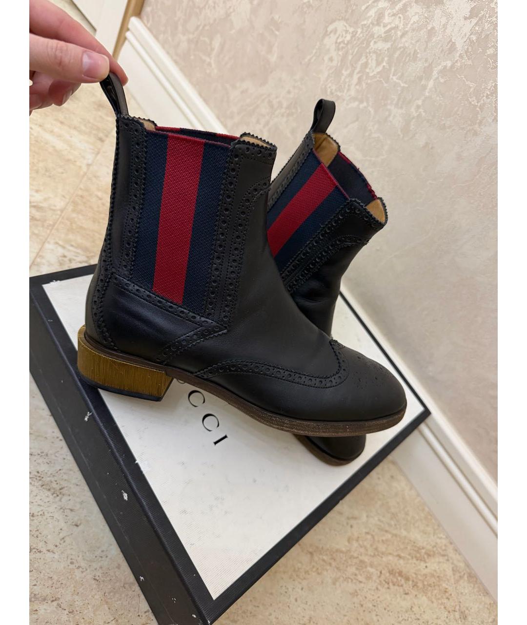 GUCCI Черные кожаные полусапоги, фото 8