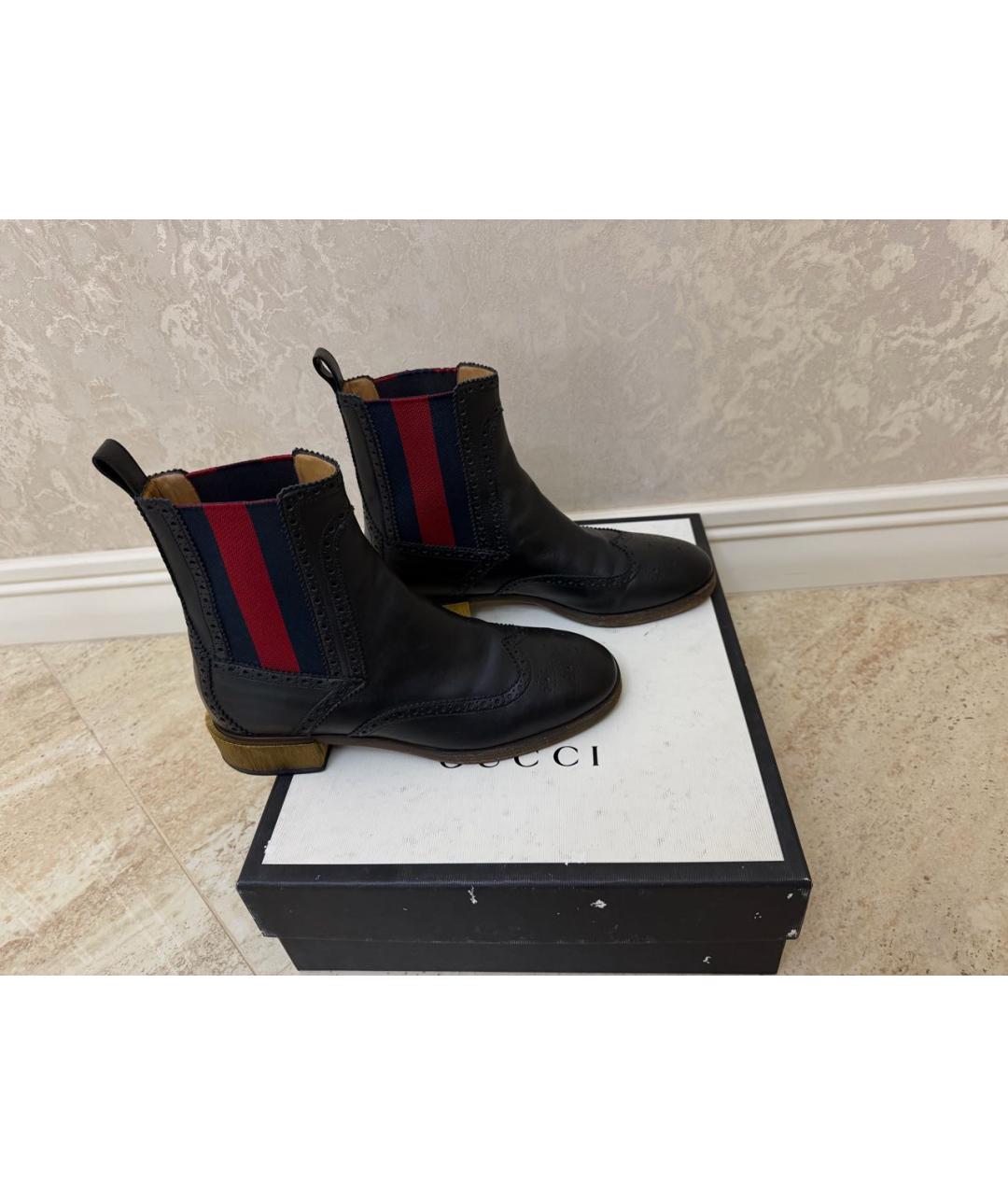 GUCCI Черные кожаные полусапоги, фото 3